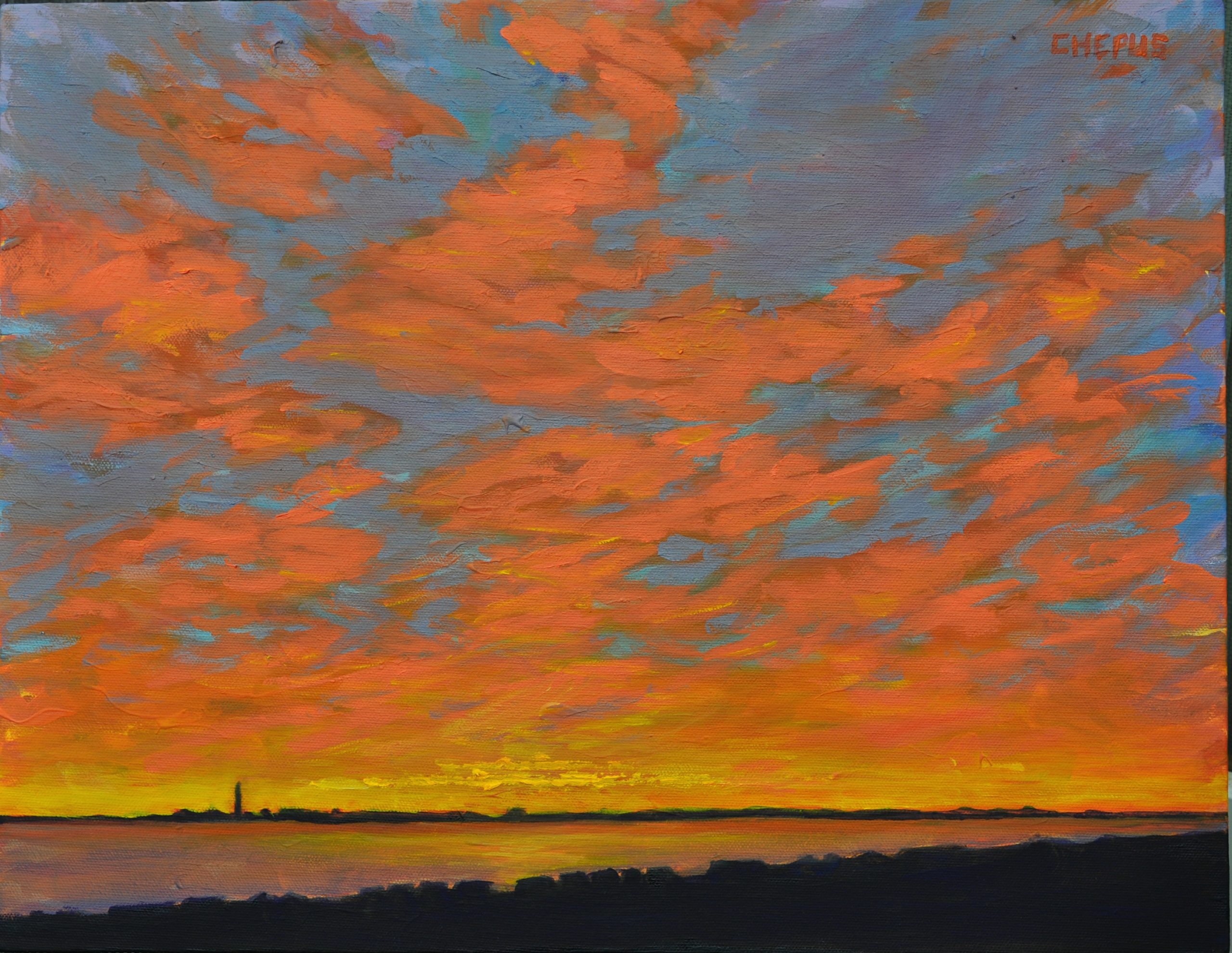 Truro Sunset acrylics 14x18