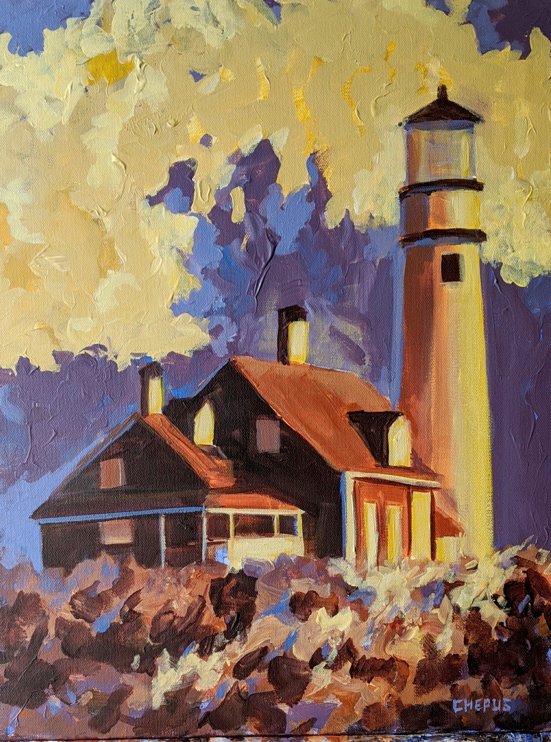Highland Lighthouse acrylics 20x16 Sold
