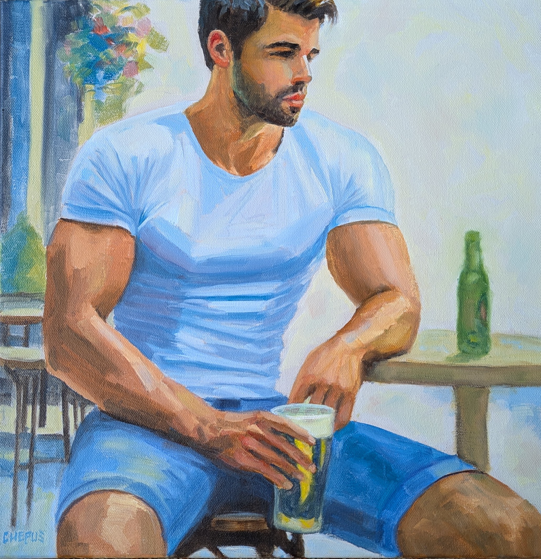 Lonely Beer oil 16x16 Sold