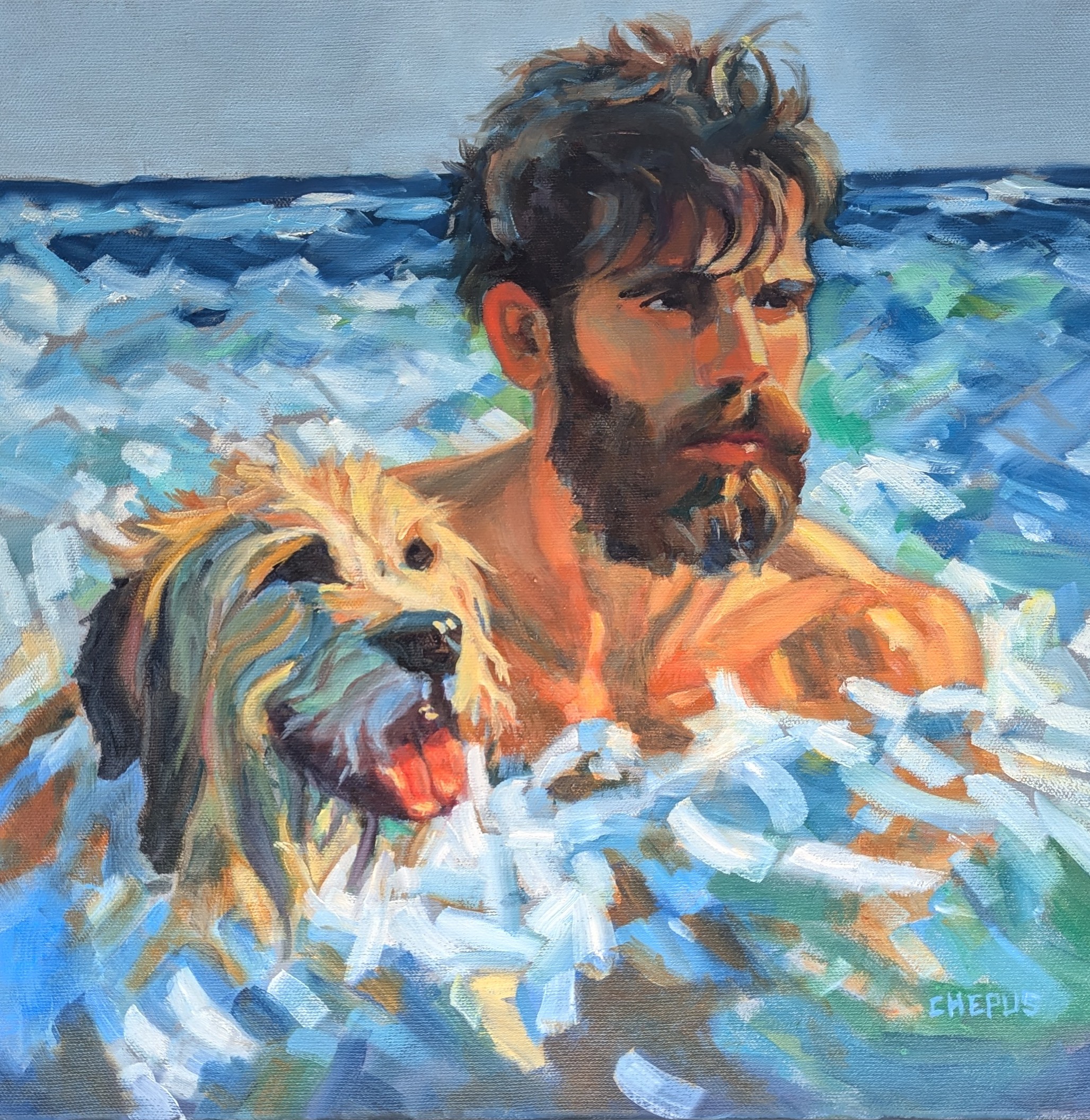 Ocean Companions oil 16x16 Sold