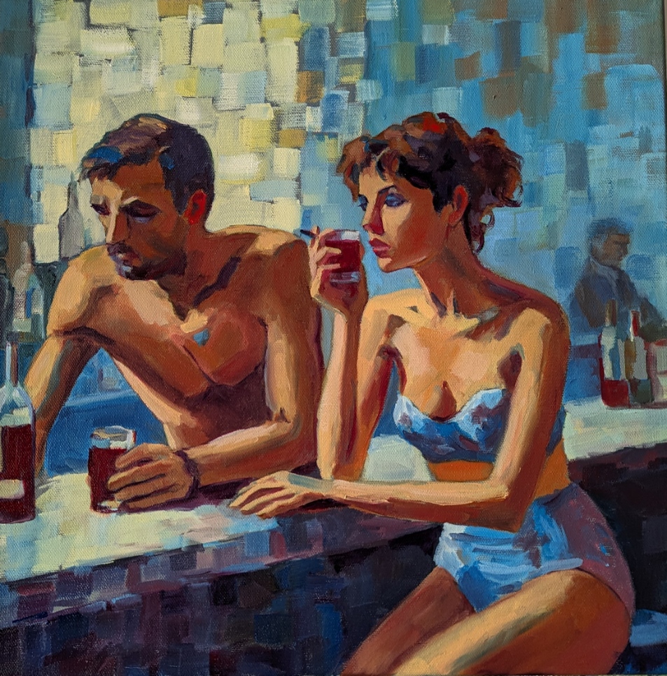 Silent Conversations oil 16x16 Sold