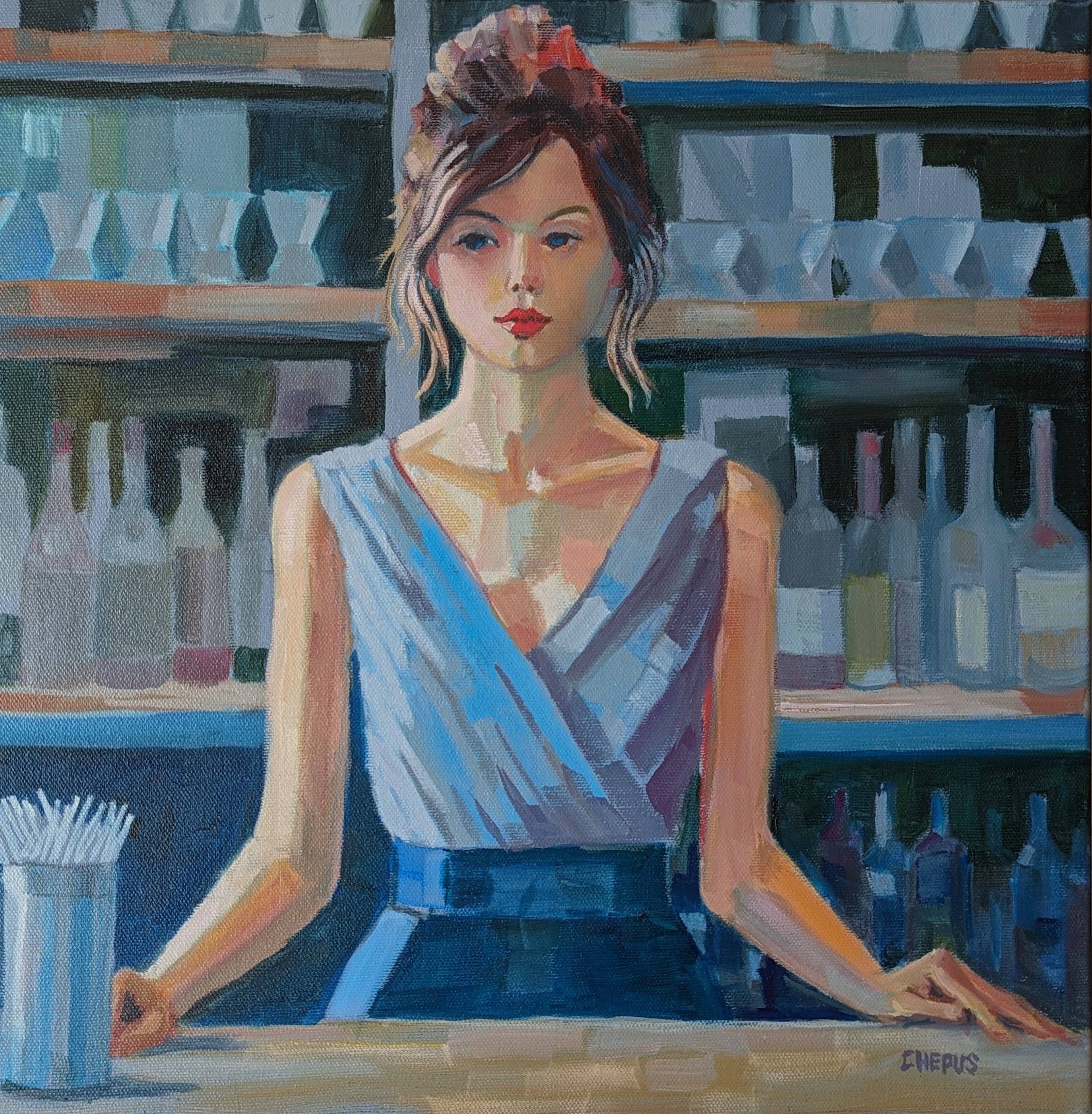 Contemporary Solitude oil 16x16 $1400