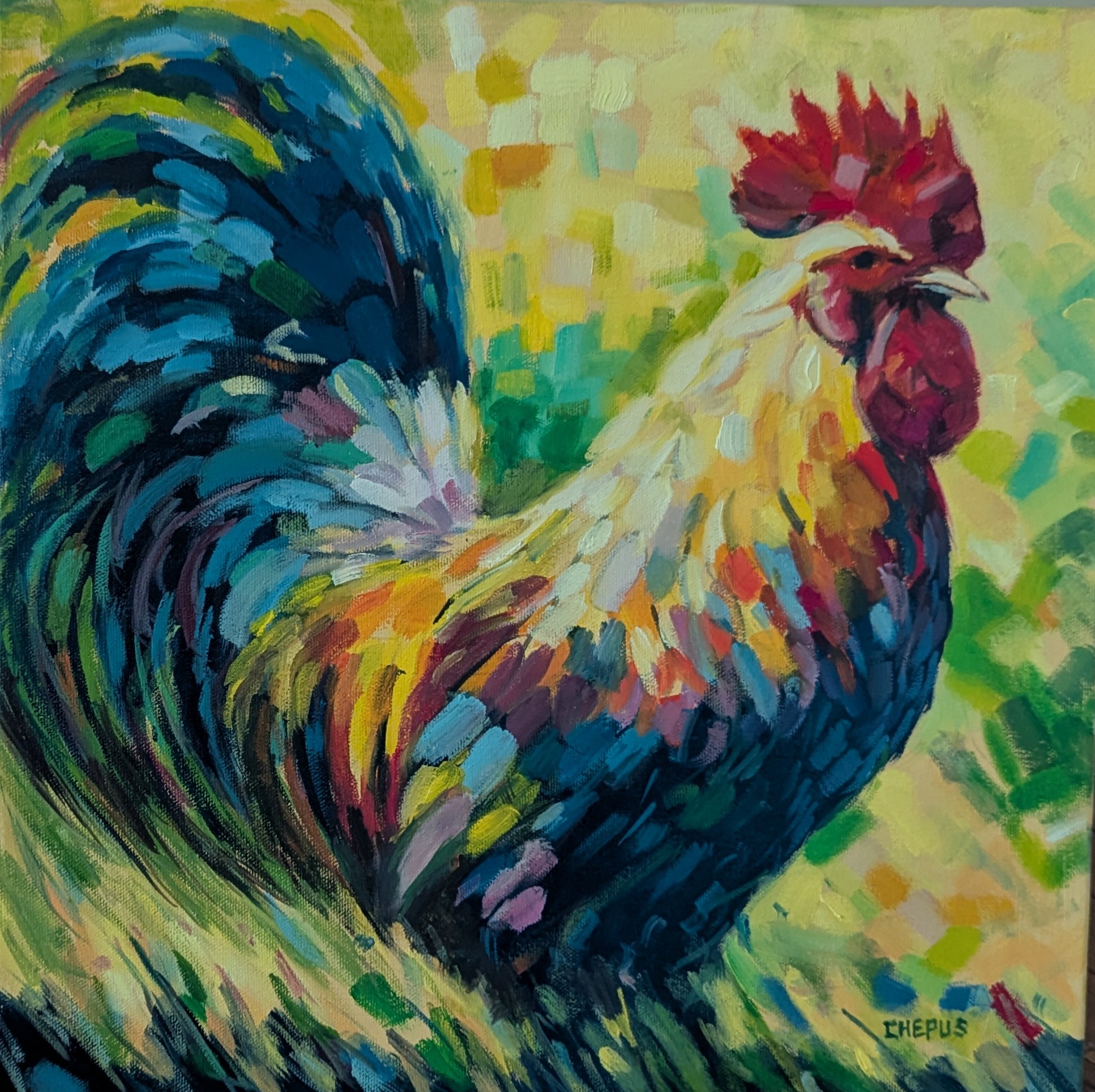 Morning Devil oil 16x16 $1600