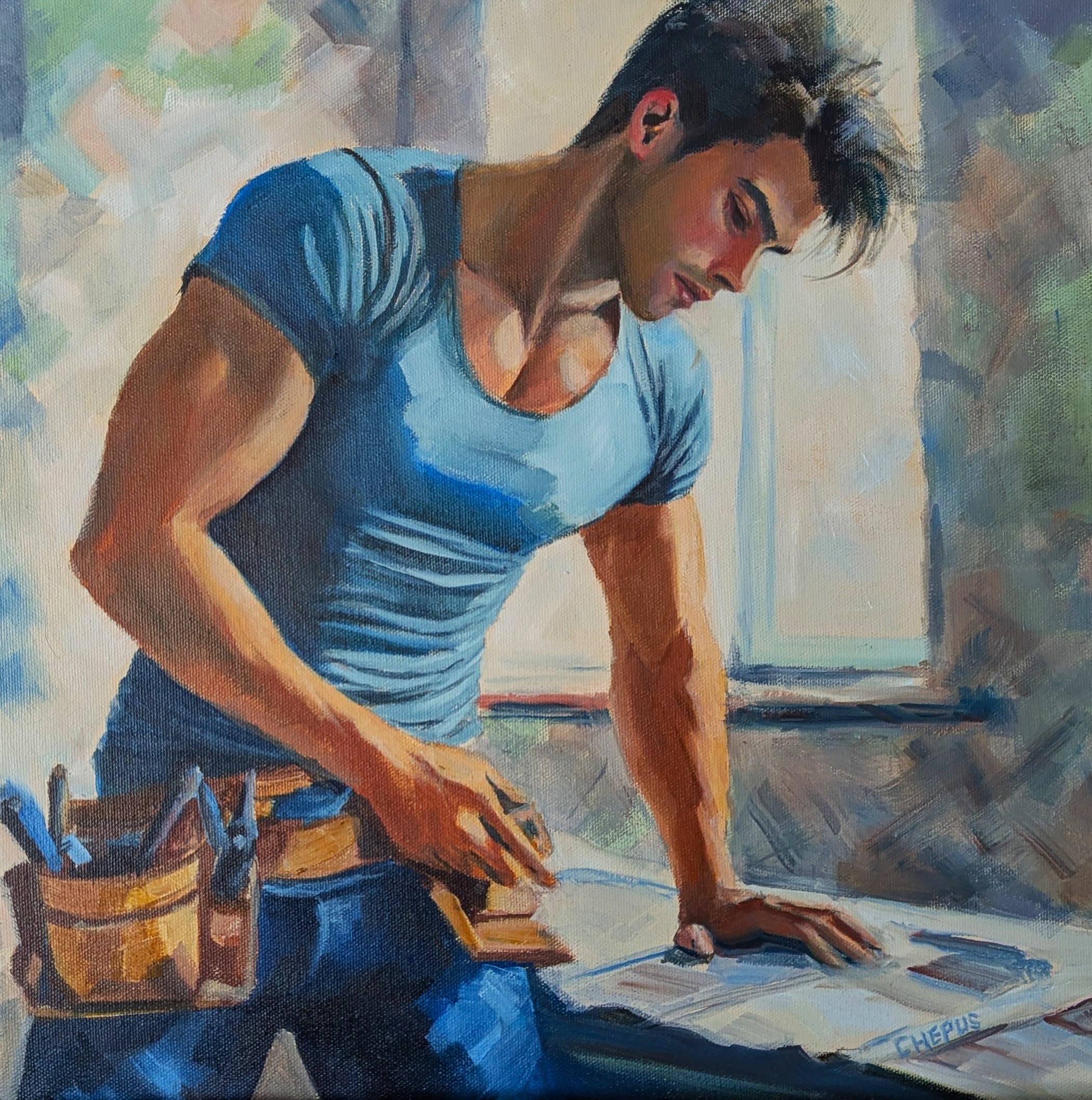 Crafting Precision oil 16x16 Sold