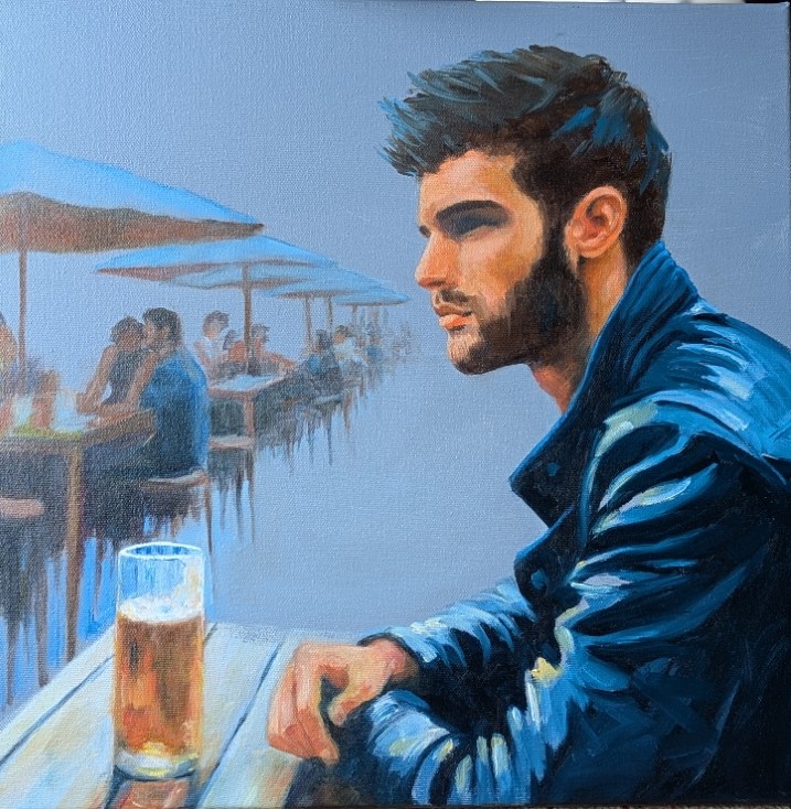 Gaze Beyond the Bar oil 16x16 Sold